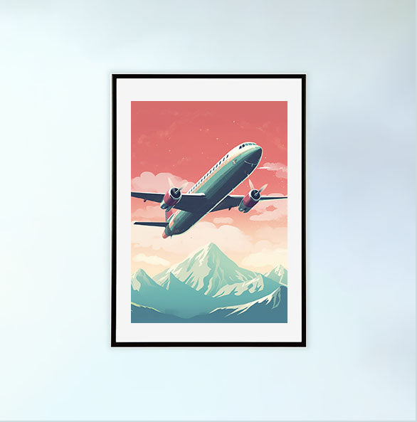 飛行機のアートポスター黒フレームあり