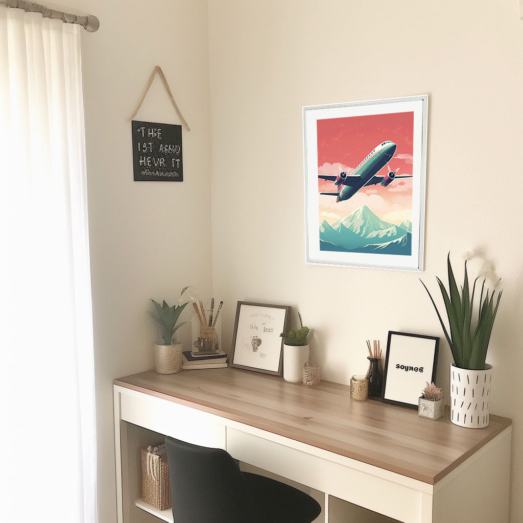 飛行機のアートポスター机配置イメージ