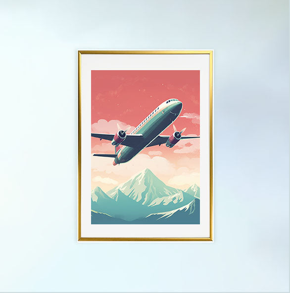飛行機のアートポスター金フレームあり