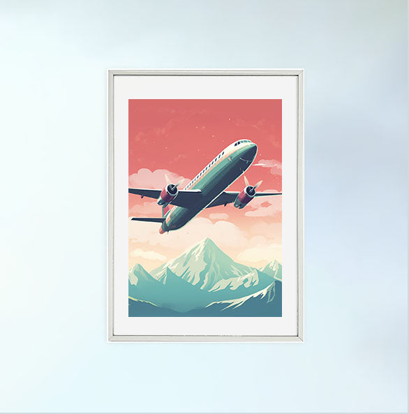 飛行機のアートポスター銀フレームあり