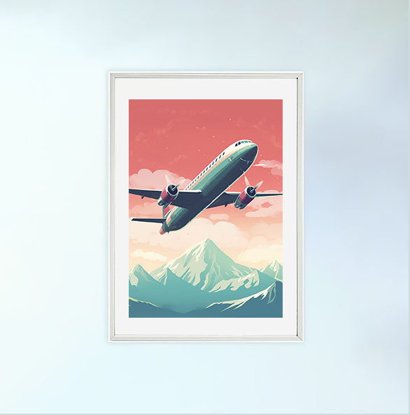 飛行機のアートポスター白フレームあり