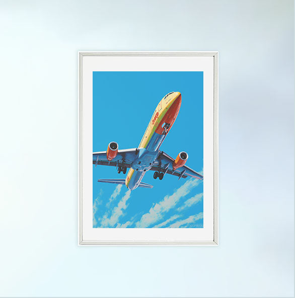飛行機のアートポスター白フレームあり