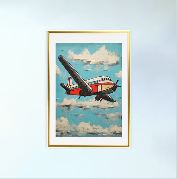 飛行機のアートポスター金フレームあり