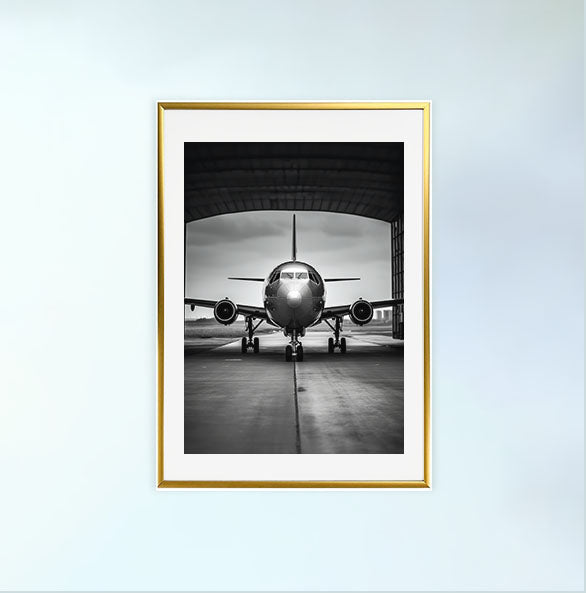 飛行機のアートポスター金フレームあり