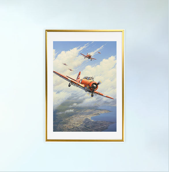 飛行機のアートポスター金フレームあり