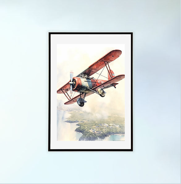 飛行機のアートポスター黒フレームあり