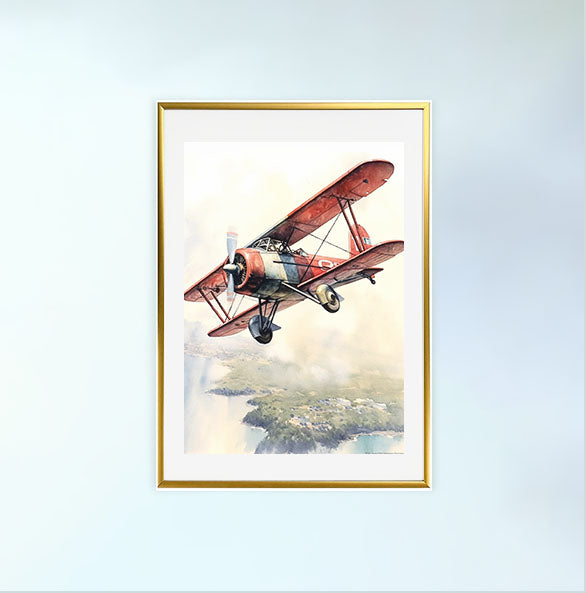 飛行機のアートポスター金フレームあり