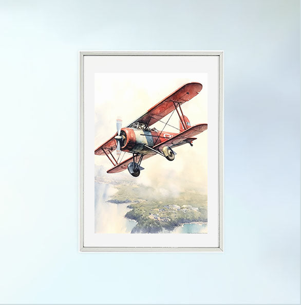 飛行機のアートポスター銀フレームあり