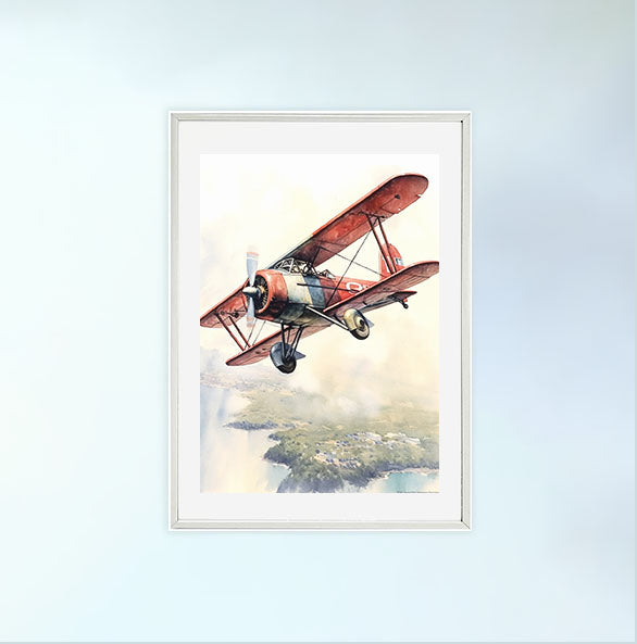 飛行機のアートポスター白フレームあり