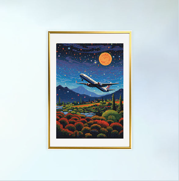 飛行機のアートポスター金フレームあり