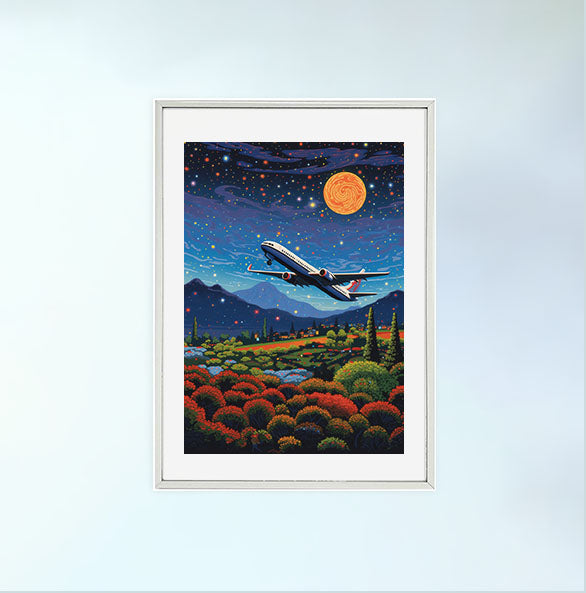 飛行機のアートポスター銀フレームあり