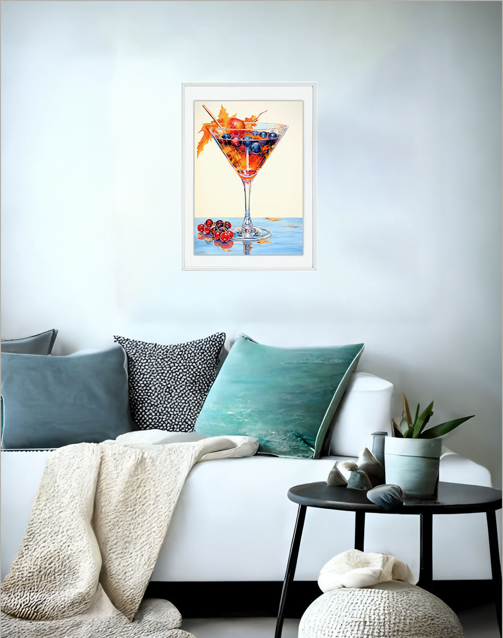 酒のアートポスターソファ配置イメージ