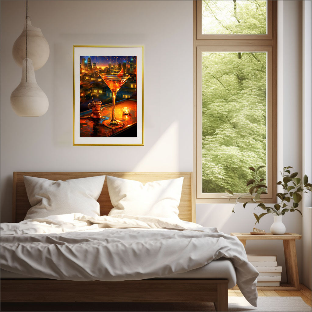 酒のアートポスター寝室配置イメージ