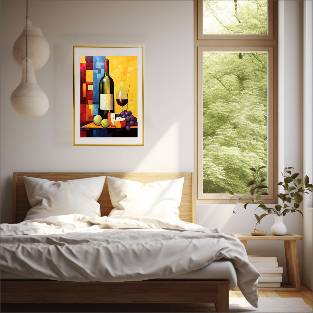 酒のアートポスター寝室配置イメージ