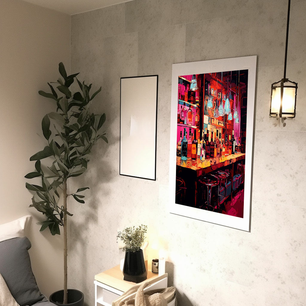 酒のアートポスター廊下配置イメージ