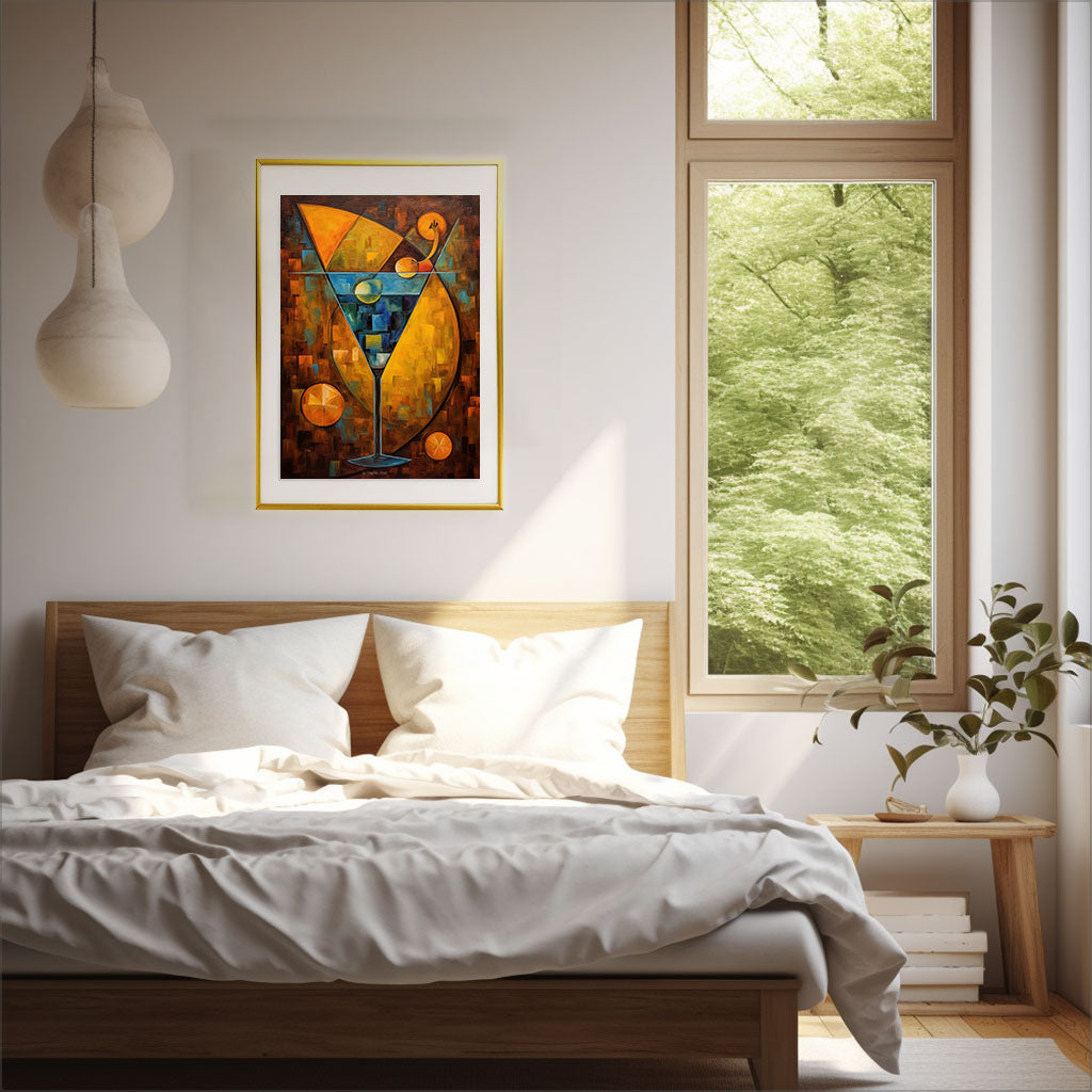 酒のアートポスター寝室配置イメージ