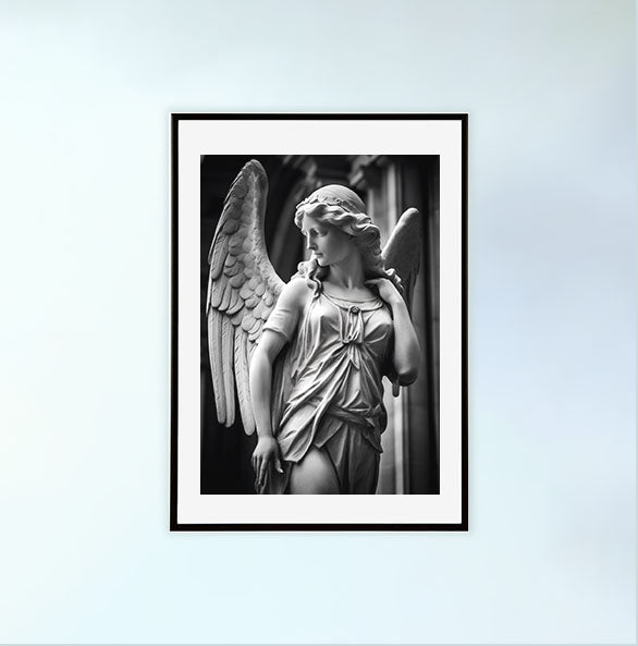 天使のアートポスター黒フレームあり