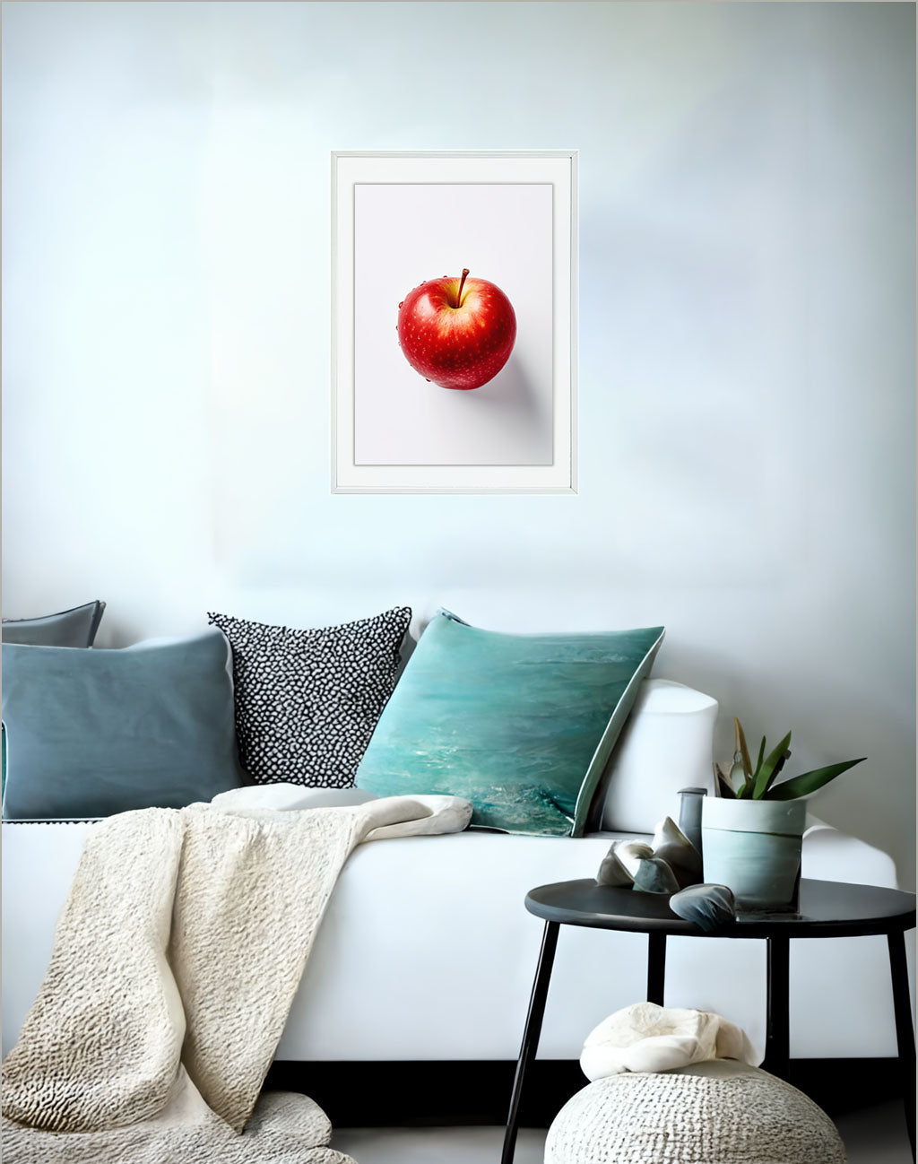アップルのアートポスターソファ配置イメージ