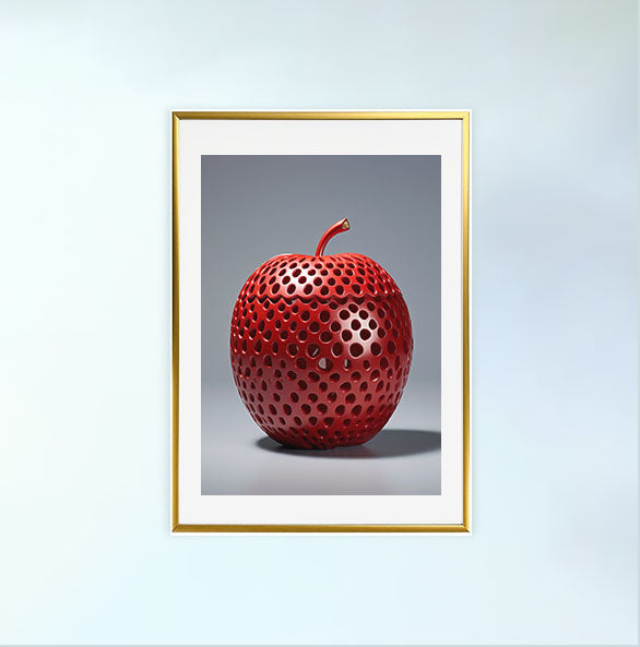 りんごのアートポスター:apple_f7bb / 北欧_キッチン_フルーツと野菜_のポスター画像金色のフレームイメージ