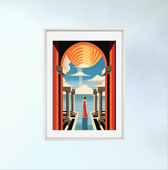 アールデコのアートポスター銀フレームあり