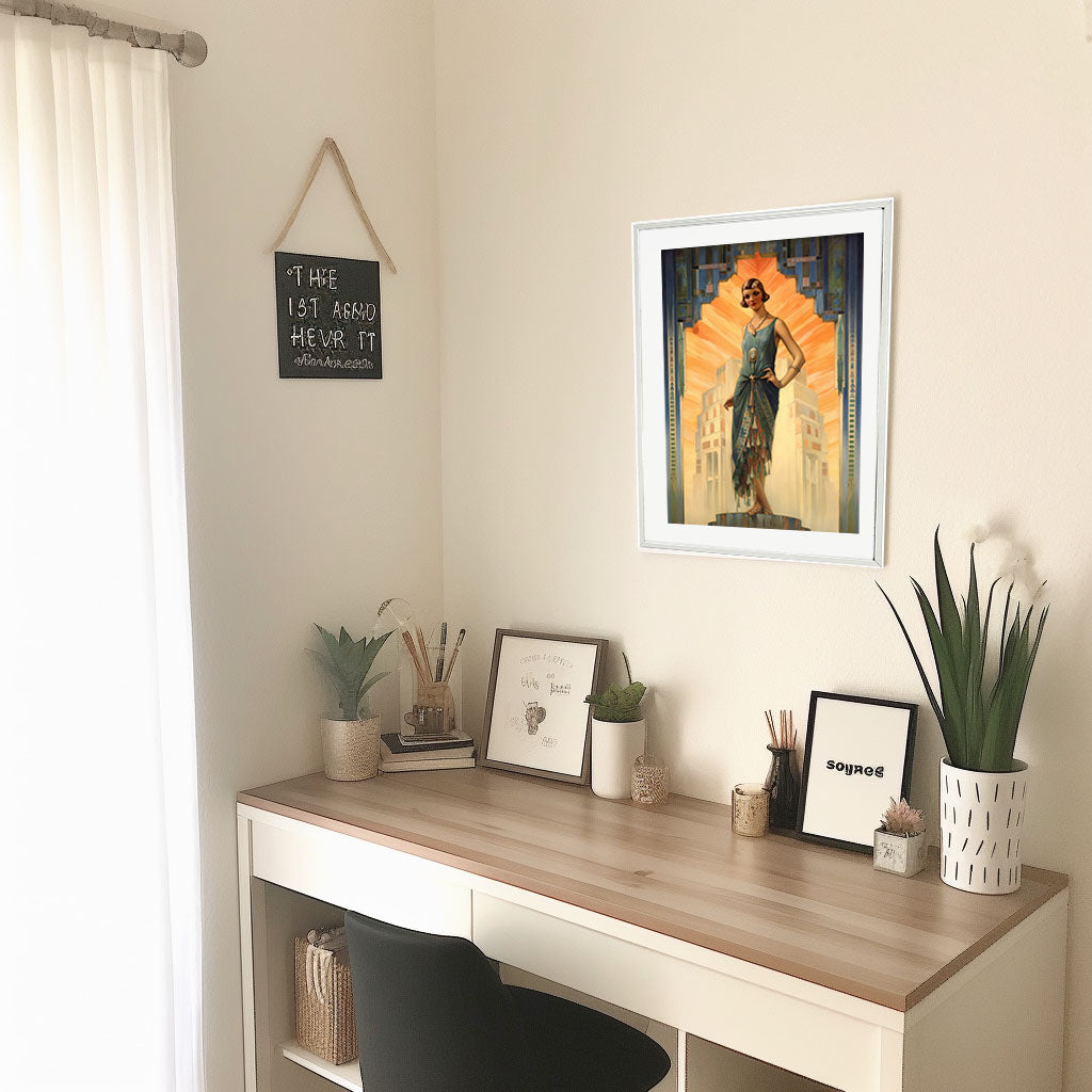 アールデコのアートポスター机配置イメージ