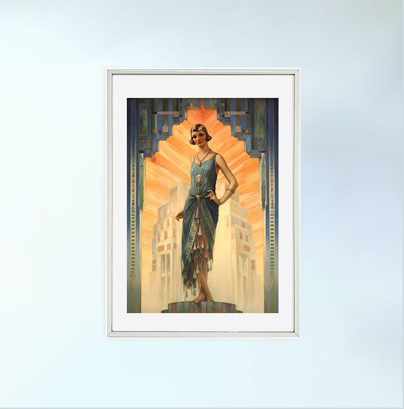 アールデコのアートポスター銀フレームあり