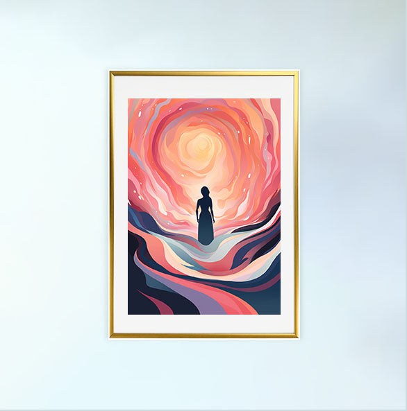 オーロラのアートポスター金フレームあり