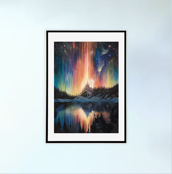 オーロラのアートポスター黒フレームあり