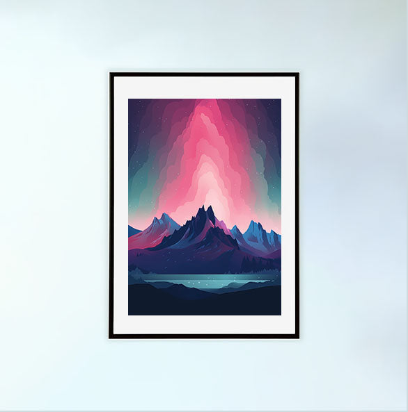 オーロラのアートポスター黒フレームあり