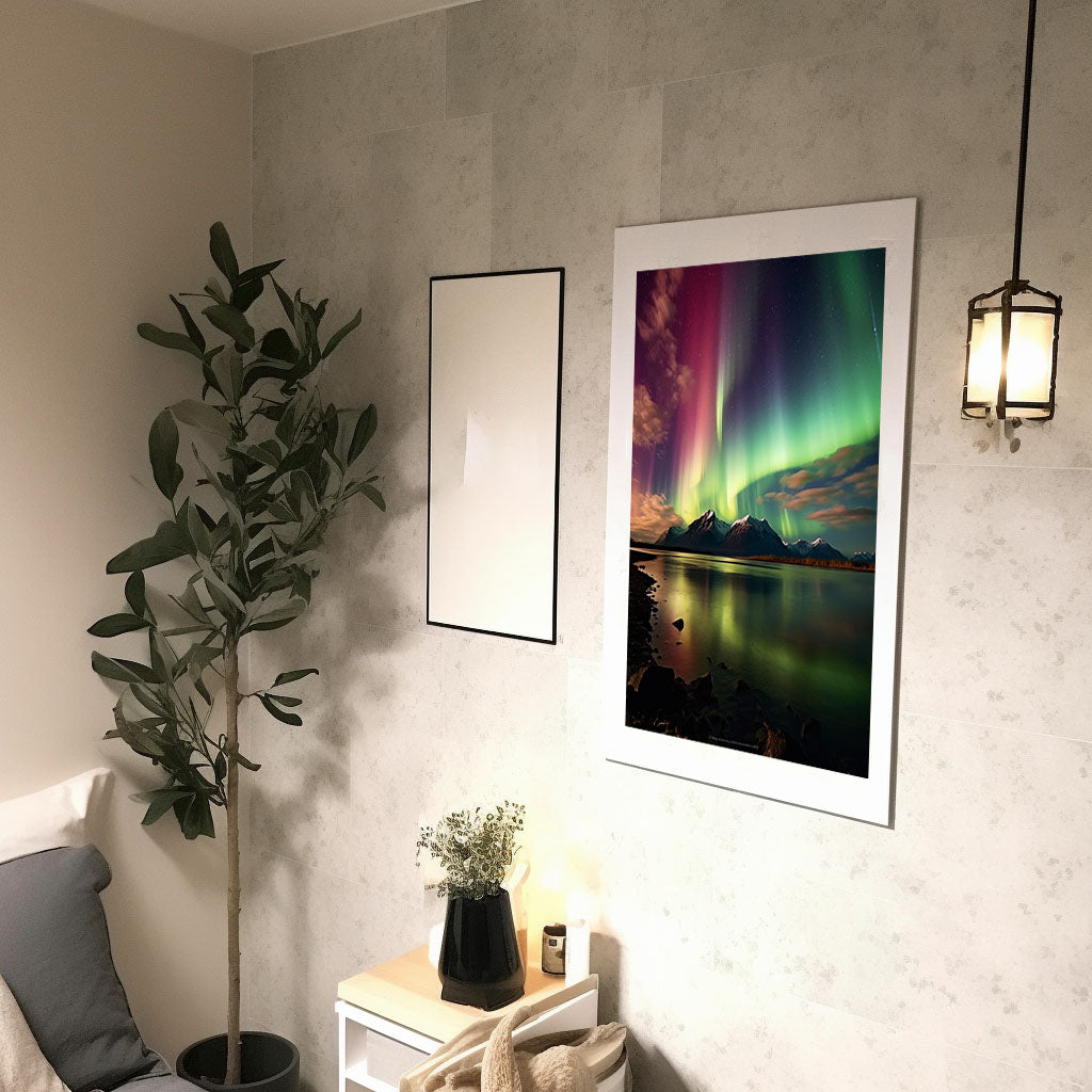 オーロラのアートポスター廊下配置イメージ