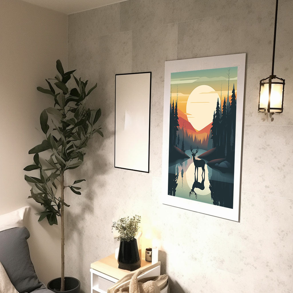 オーロラのアートポスター廊下配置イメージ