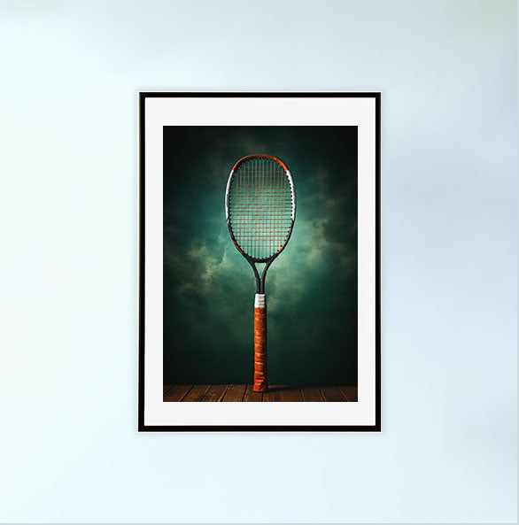 バドミントンのアートポスター黒フレームあり