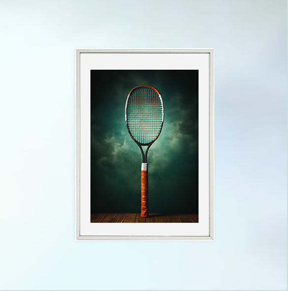 バドミントンのアートポスター銀フレームあり