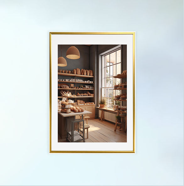パン屋のアートポスター金フレームあり
