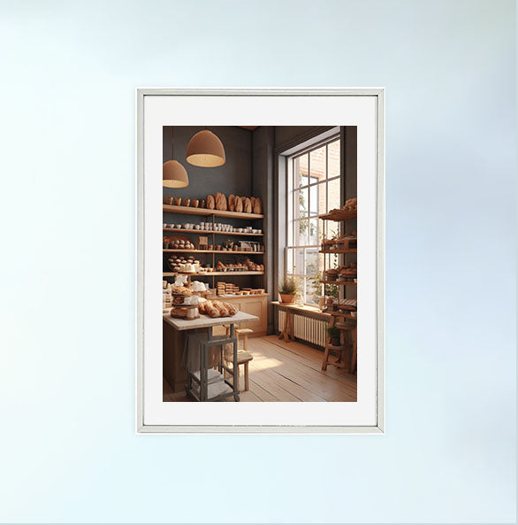 パン屋のアートポスター銀フレームあり