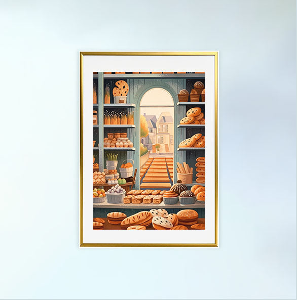 パン屋のアートポスター金フレームあり