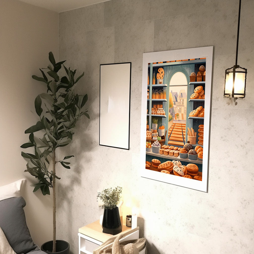 パン屋のアートポスター廊下配置イメージ