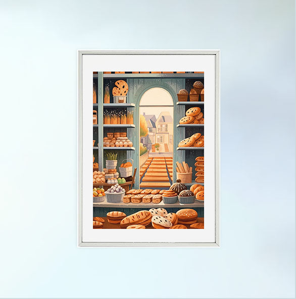 パン屋のアートポスター銀フレームあり