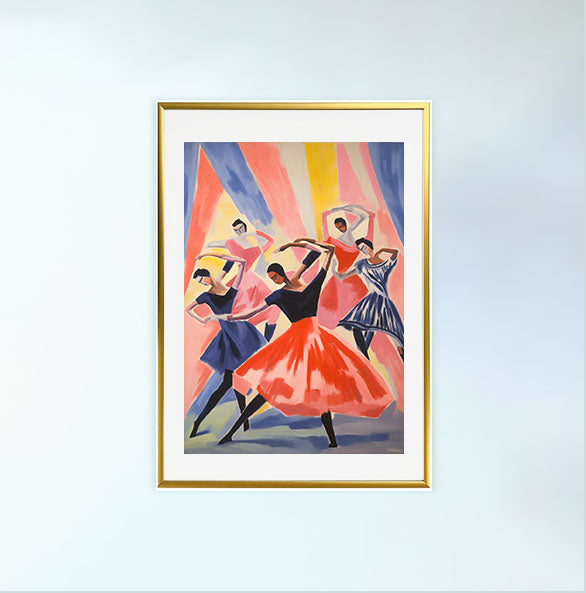 バレエのアートポスター金フレームあり