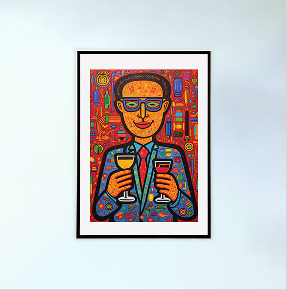 バーのアートポスター黒フレームあり