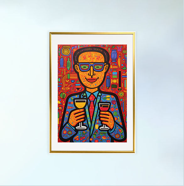 バーのアートポスター金フレームあり