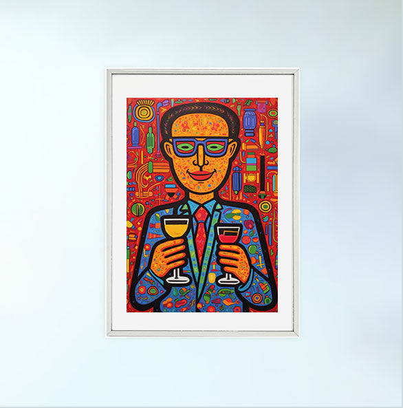 バーのアートポスター銀フレームあり