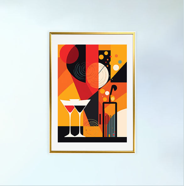 バーのアートポスター金フレームあり