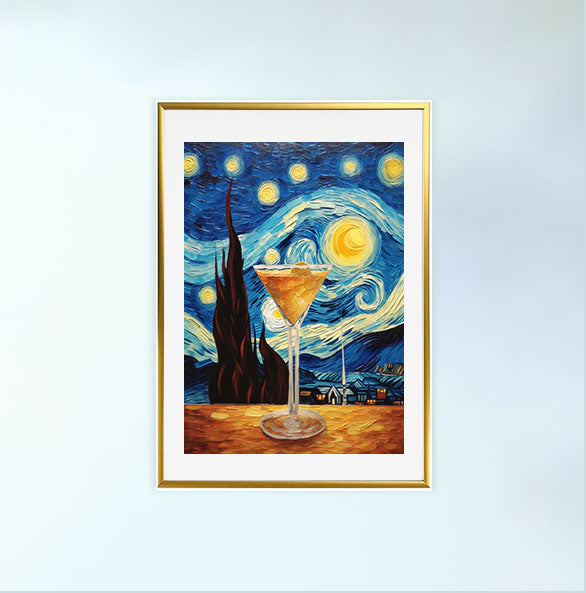 バーのアートポスター金フレームあり
