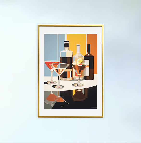 バーのアートポスター金フレームあり