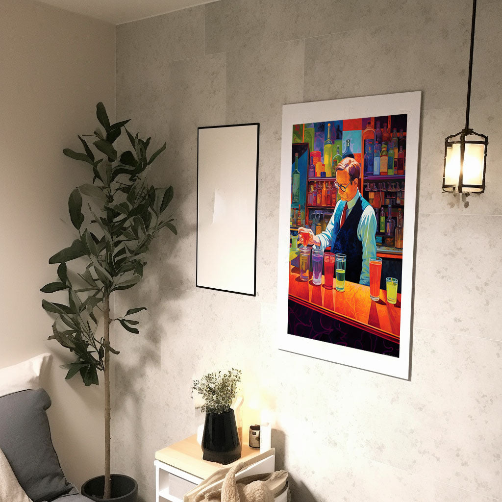 バーのアートポスター廊下配置イメージ
