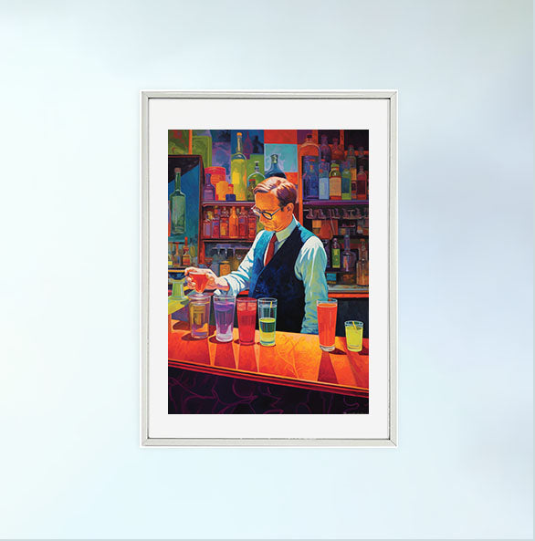 バーのアートポスター銀フレームあり