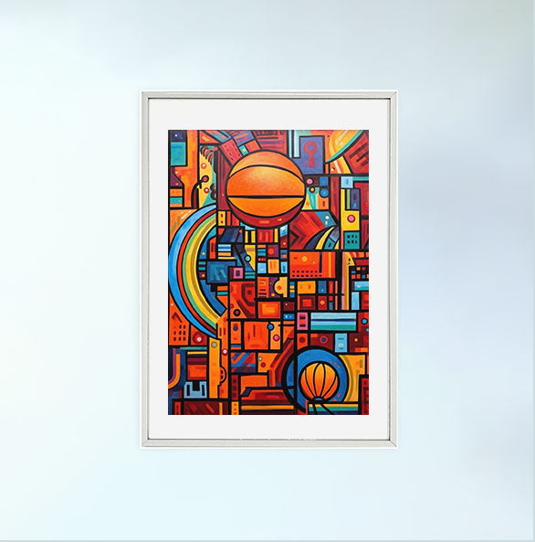 バスケのアートポスター銀フレームあり