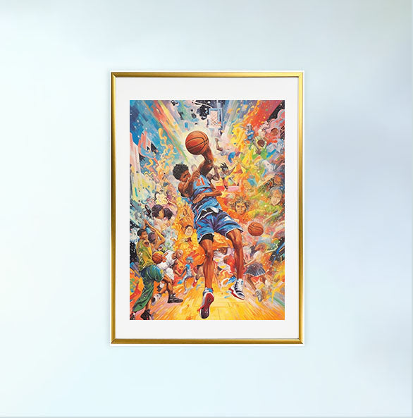 バスケのアートポスター金フレームあり