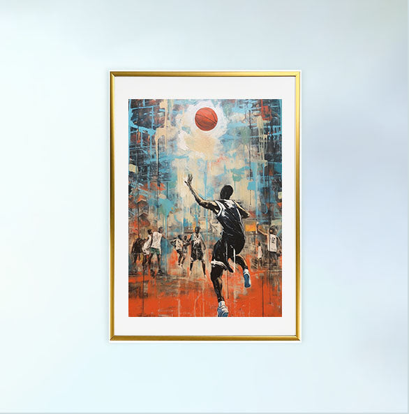 バスケのアートポスター金フレームあり